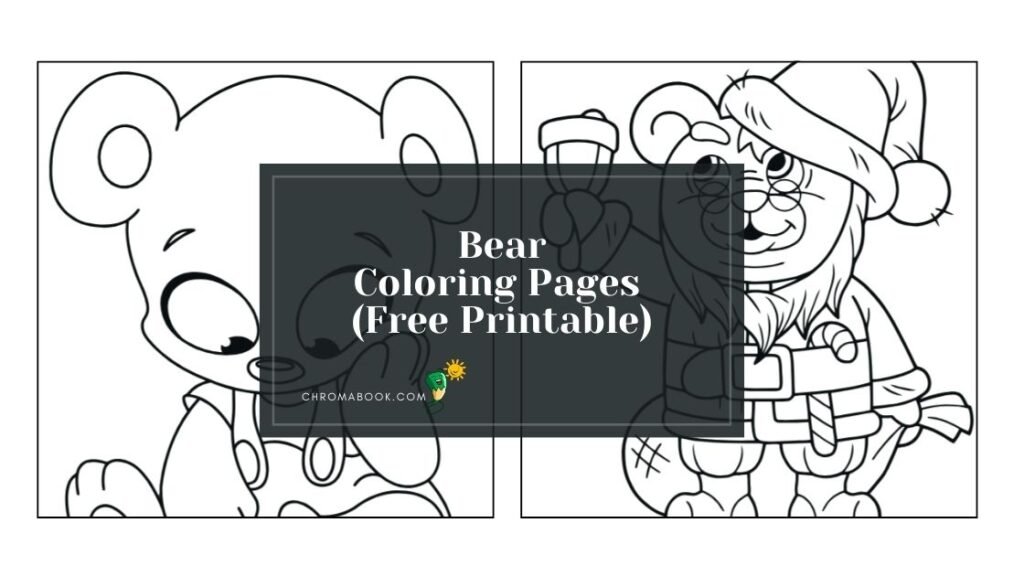 A whimsical bear surrounded by nature elements, perfect for creative expression. Free printable coloring page for all ages.