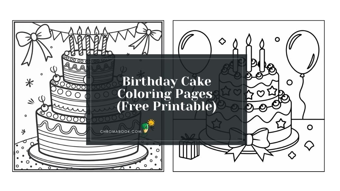 A detailed birthday cake coloring page featuring layers, candles, and decorations, perfect for a fun, creative activity. Free printable!