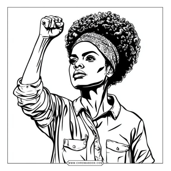 A vibrant Black History Month coloring page featuring iconic symbols and figures, perfect for creativity. Free printable for all ages!