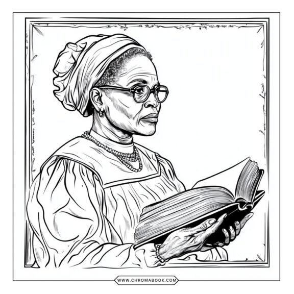 A vibrant coloring page featuring iconic symbols of Black history, perfect for celebrating culture. Free printable for creativity!