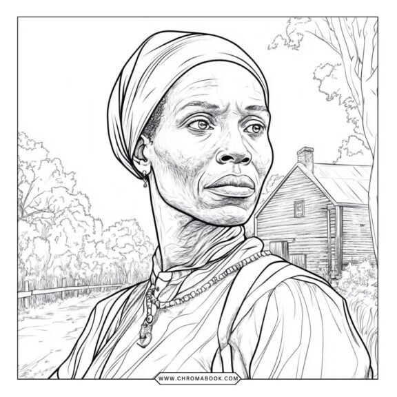 A vibrant coloring page featuring iconic figures from Black history, designed as a free printable for creative expression.