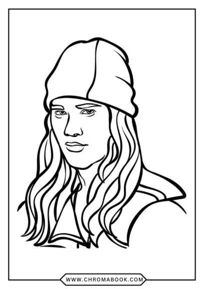 A Disney Descendants coloring page featuring iconic characters in a dynamic scene, perfect for kids. Free printable for creative fun!