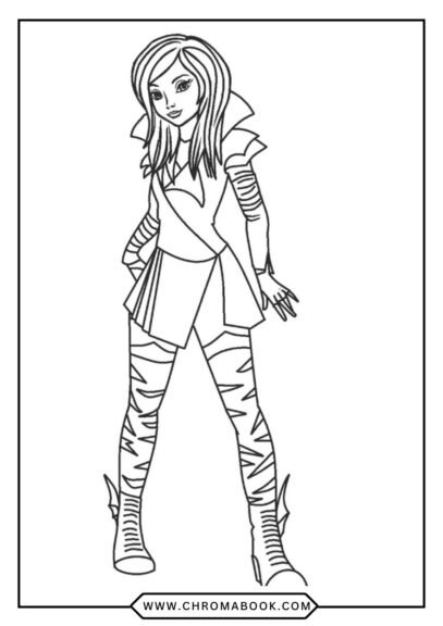 A vibrant Disney Descendants coloring page featuring iconic characters ready for your creativity—download this free printable today!