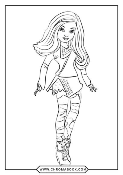 A fun coloring page featuring characters from Disney Descendants, perfect for kids. Enjoy this free printable for creative fun!