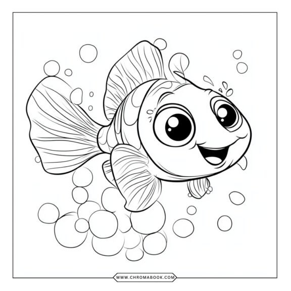 A delightful Finding Nemo coloring page featuring cheerful sea creatures, perfect for kids. Enjoy this free printable for creative fun!