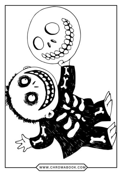 A whimsical Jack Skellington coloring page featuring intricate designs, perfect for Halloween fun. Free printable for all ages!