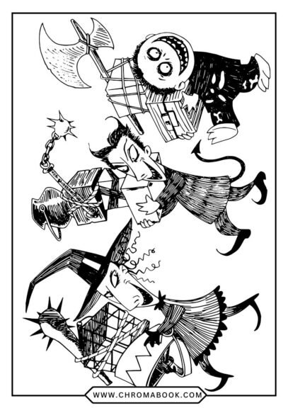 A whimsical Jack Skellington coloring page featuring intricate designs and spooky elements, perfect for a free printable activity.