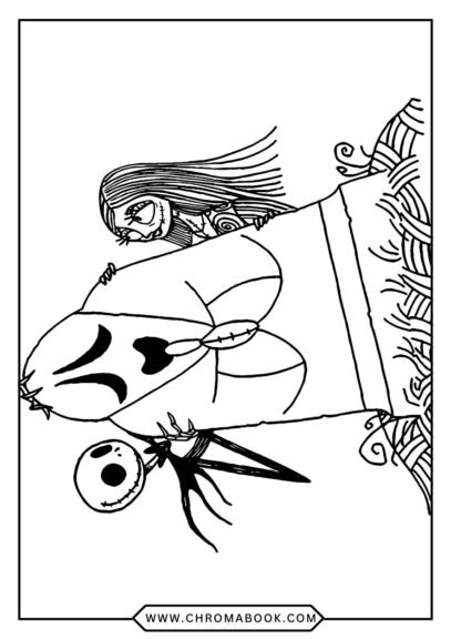 A whimsical Jack Skellington coloring page featuring intricate designs and patterns, perfect for fans. Free printable for creative fun!