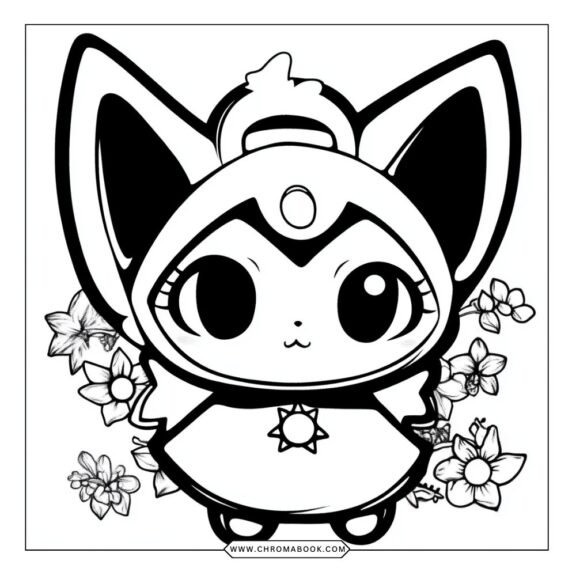 Kawaii Kuromi coloring page featuring playful, whimsical designs perfect for fans. Enjoy this free printable for creative fun!
