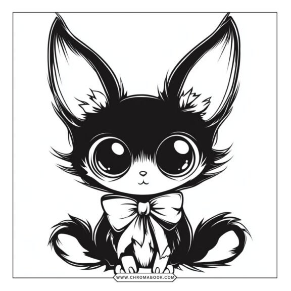 A whimsical Kuromi design featuring playful elements and intricate patterns, perfect for a fun coloring page. Free printable!