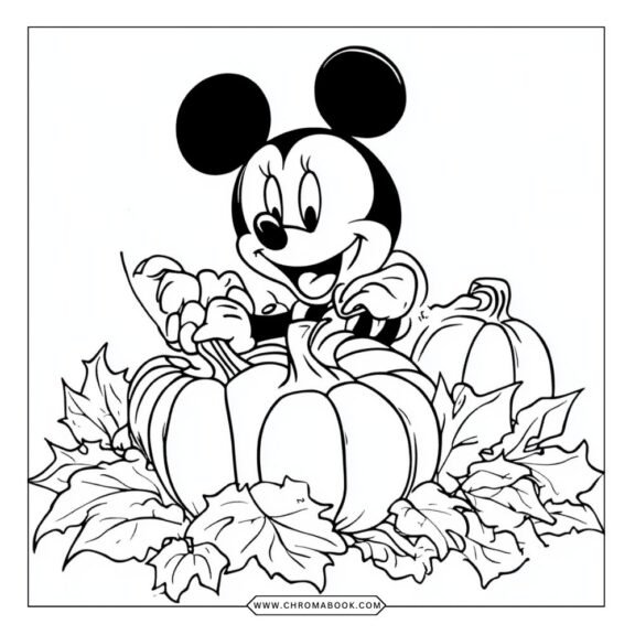 A delightful Mickey and Minnie coloring page featuring playful poses and whimsical patterns, perfect for a free printable activity.
