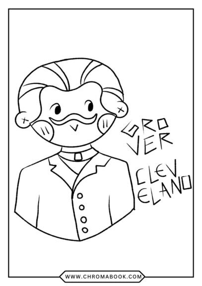 A Presidents Day coloring page featuring iconic symbols like the American flag and the White House, perfect for a free printable activity.