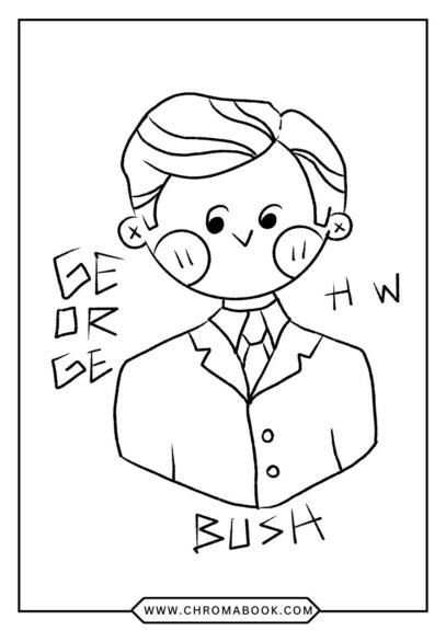 A festive Presidents Day coloring page featuring iconic symbols of American history, perfect for a free printable activity.