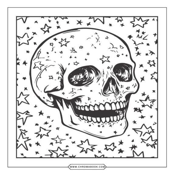 A whimsical skull design adorned with floral patterns, perfect for girls. Enjoy this free printable coloring page for creative fun!