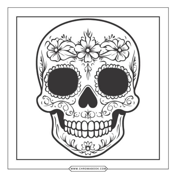 A stylish skull surrounded by floral patterns, perfect for creative minds. Enjoy this free printable coloring page designed for girls!