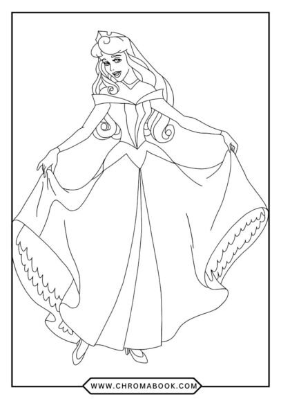 A whimsical coloring page featuring Sleeping Beauty surrounded by enchanted roses, perfect for a free printable activity.