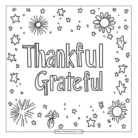 Thanksgiving-themed coloring page featuring a cornucopia with autumn fruits and leaves, perfect for a free printable activity.