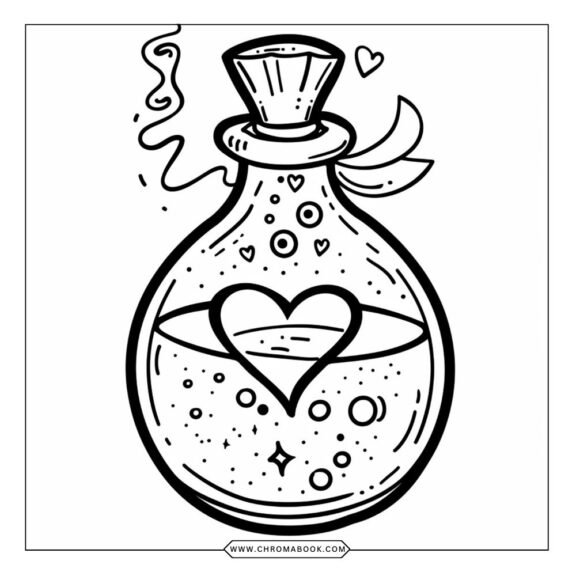 A whimsical Valentine's Day coloring page featuring hearts, roses, and playful animals, perfect for a free printable activity.