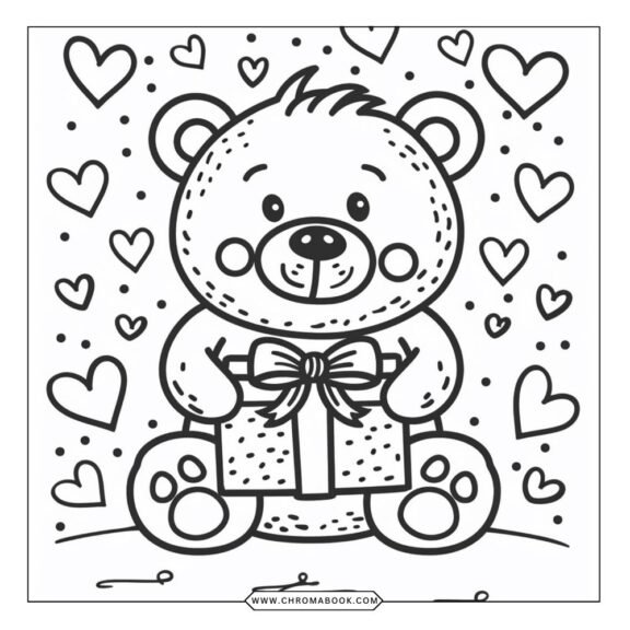 A romantic floral design with hearts and swirls, perfect for Valentine's Day. Free printable coloring page for creative fun!