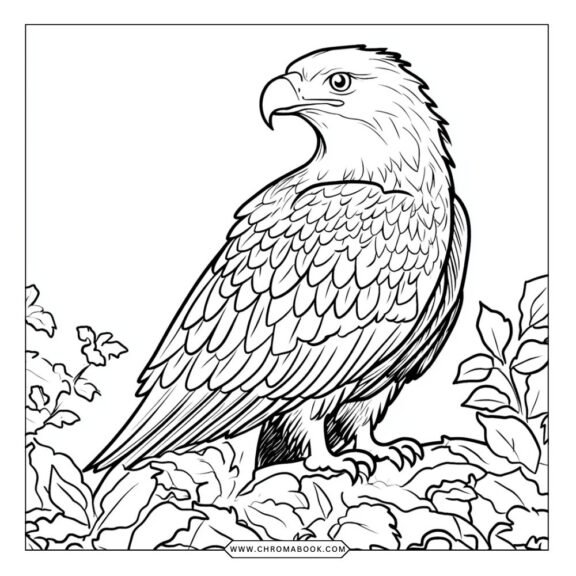 A majestic bald eagle in flight, surrounded by intricate patterns, perfect for a coloring page. Enjoy this free printable!
