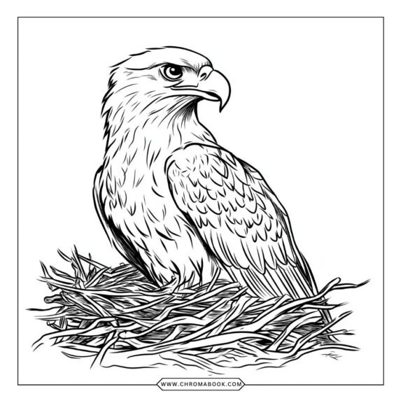 A majestic bald eagle spreads its wings in this detailed coloring page, featuring intricate patterns. Free printable for creative fun!