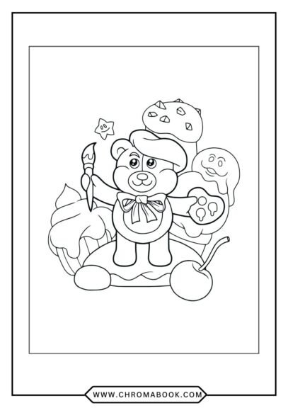 A whimsical bear surrounded by intricate floral patterns, perfect for relaxation. Free printable coloring page for creative fun!
