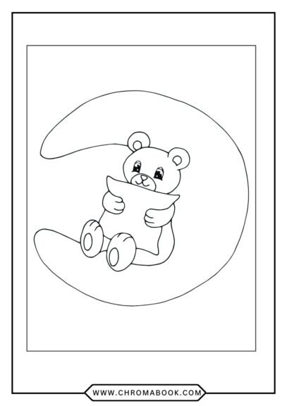 A playful bear surrounded by whimsical trees and flowers, perfect for kids. Enjoy this free printable coloring page!