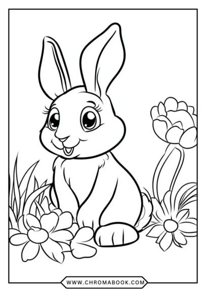 A delightful bunny coloring page featuring intricate floral patterns, perfect for creativity. Enjoy this free printable design!