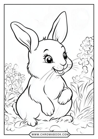 A whimsical bunny surrounded by floral patterns, perfect for creativity. Enjoy this free printable coloring page!