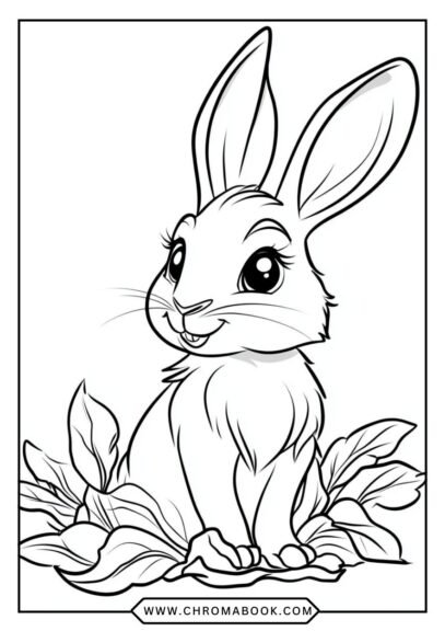 A whimsical bunny surrounded by floral patterns, perfect for a fun coloring page. Enjoy this free printable for creative expression!