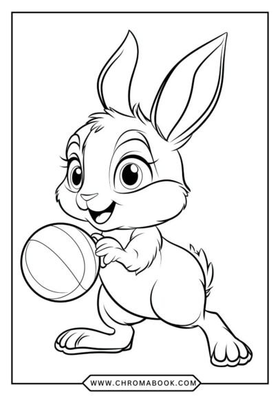 A whimsical bunny surrounded by flowers and intricate patterns, perfect for a relaxing coloring page. Free printable for fun!