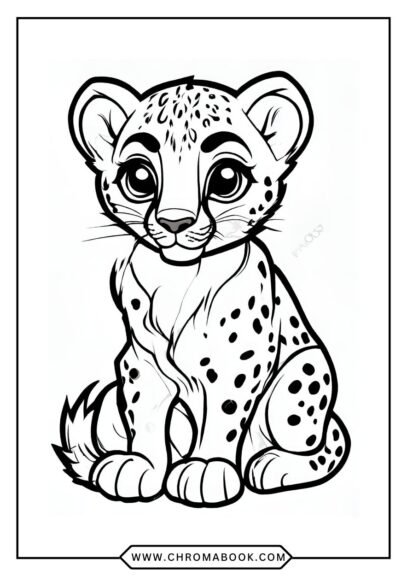 A detailed cheetah coloring page featuring intricate patterns, perfect for creativity. Free printable for endless fun!