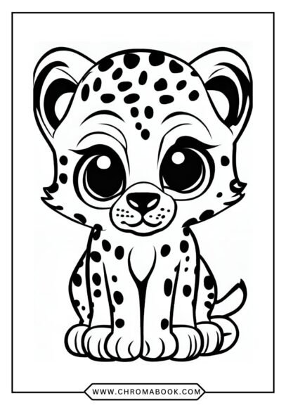 A detailed cheetah coloring page featuring intricate patterns, perfect for creativity. Free printable for all ages!