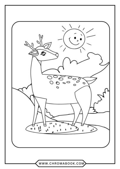 A detailed deer coloring page featuring intricate floral patterns and natural elements; perfect for relaxation. Free printable!