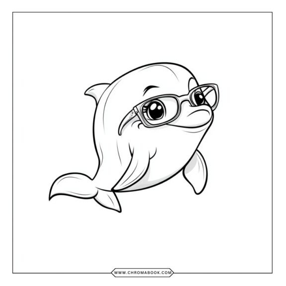 A whimsical dolphin swimming among intricate waves and floral patterns, perfect for a fun coloring page. Free printable!