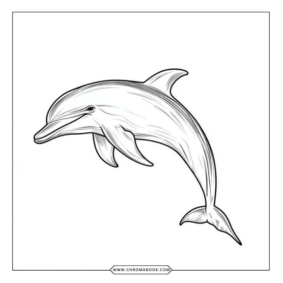 A playful dolphin surrounded by swirling waves and intricate patterns, perfect for relaxation. Free printable coloring page.