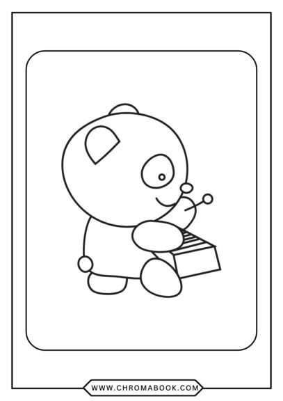 A delightful panda surrounded by bamboo, designed as a whimsical coloring page. Perfect for relaxation. Free printable!
