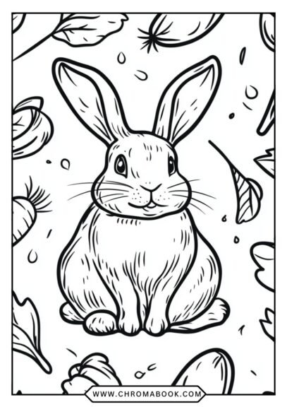 A whimsical rabbit surrounded by intricate floral patterns, perfect for relaxation. Free printable coloring page for creative fun!