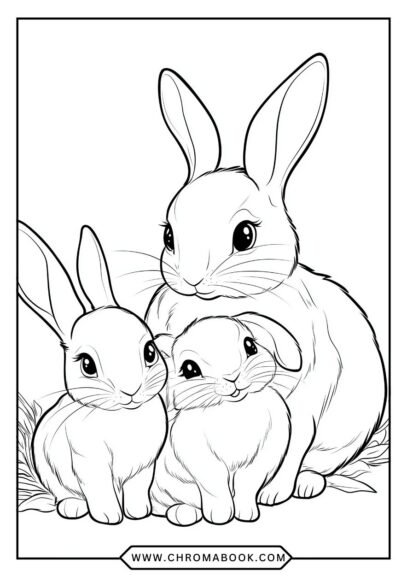 A whimsical rabbit surrounded by floral patterns and intricate designs, perfect for a fun coloring page. Free printable included!