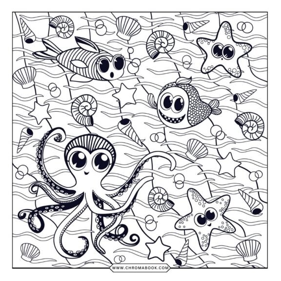 A vibrant summer-themed coloring page featuring whimsical flowers, sun, and butterflies; perfect for relaxation. Free printable!