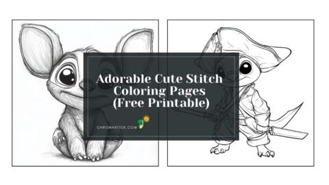 Cute Stitch character surrounded by whimsical patterns and stars, perfect for kids. Free printable coloring page for creative fun!