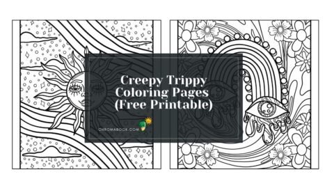 A mesmerizing creepy trippy coloring page featuring intricate mandala patterns and surreal creatures; perfect for a free printable art escape.