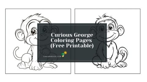 A playful Curious George coloring page featuring the mischievous monkey surrounded by fun patterns, perfect for a free printable activity.