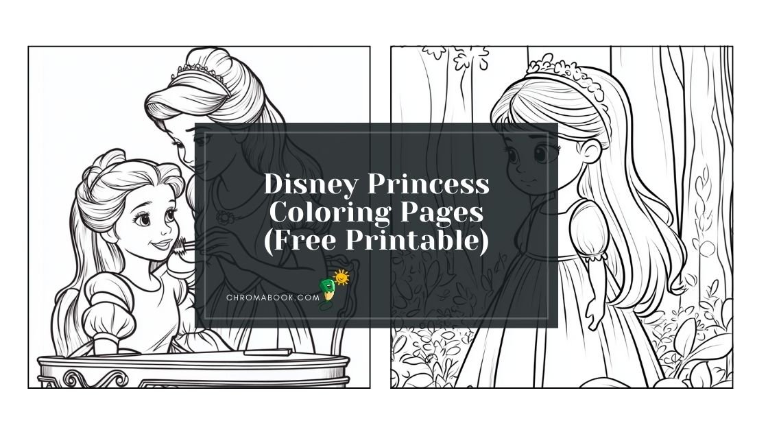 A whimsical Disney Princess coloring page featuring beloved characters in enchanting poses, perfect for kids. Free printable!