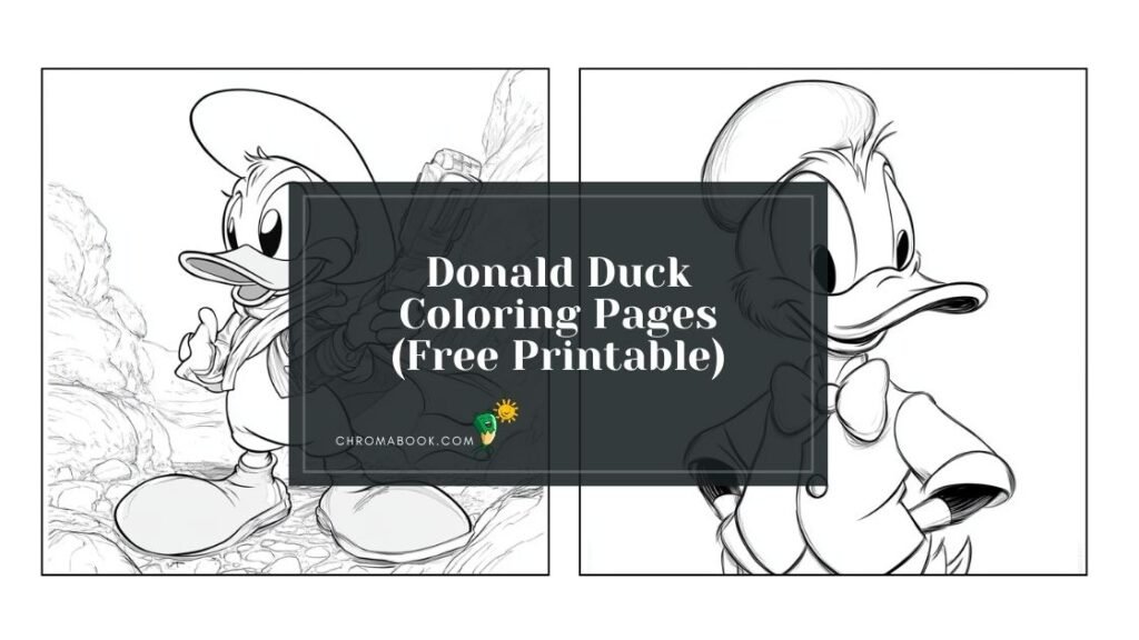 A fun Donald Duck coloring page featuring the iconic character in a playful pose, perfect for kids. Free printable!