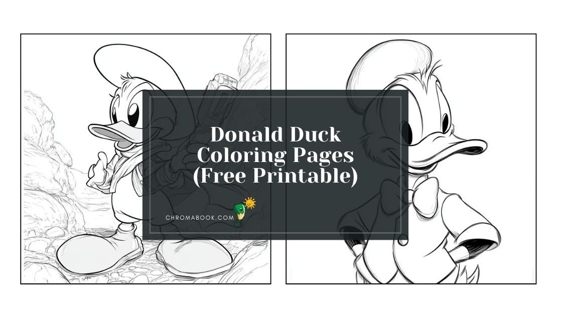 A fun Donald Duck coloring page featuring the iconic character in a playful pose, perfect for kids. Free printable!