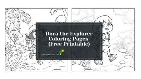 A fun "Dora the Explorer" coloring page featuring Dora, Boots, and their adventure gear, perfect for kids. Free printable!