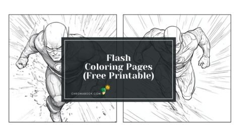 A dynamic superhero in motion, surrounded by comic-style action bursts. Perfect for a fun coloring page; free printable option available!