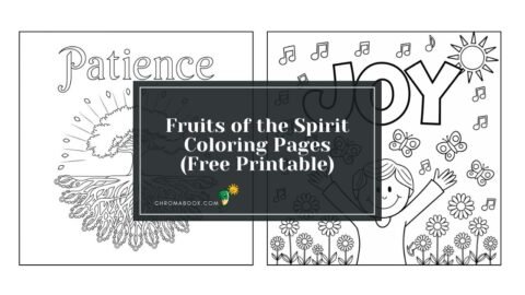 A vibrant fruits of the Spirit coloring page featuring intricate designs of fruit and floral patterns, perfect for a free printable activity.