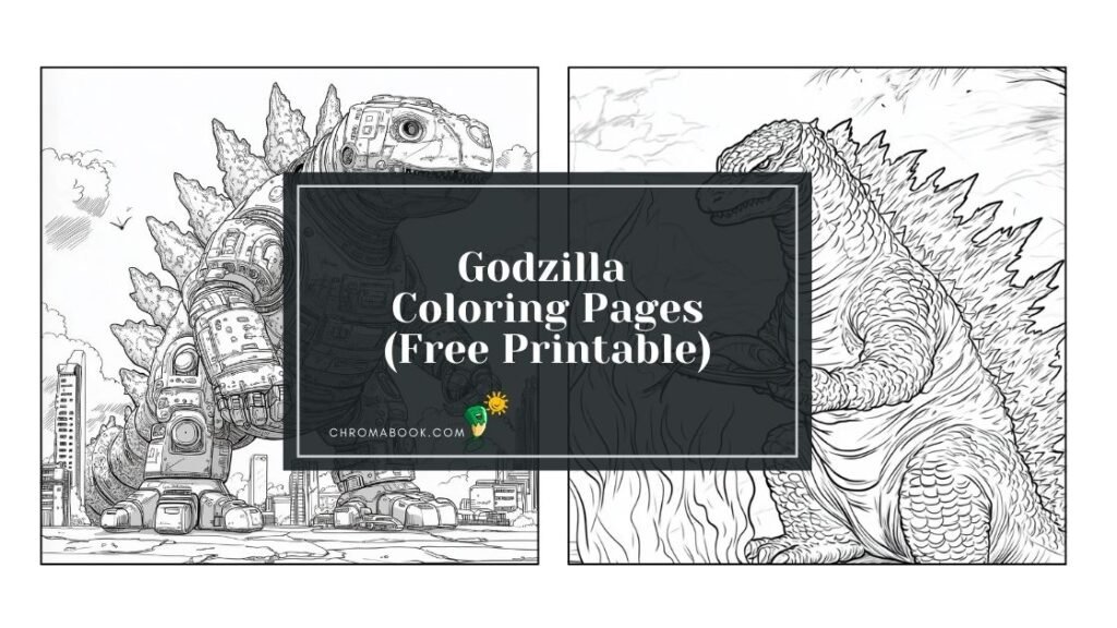 A detailed Godzilla coloring page featuring the iconic monster in a dynamic pose, perfect for creative fun, free printable!